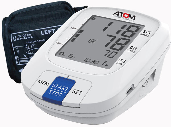 Atom AT 604 digital blood pressure monitor with cuff.