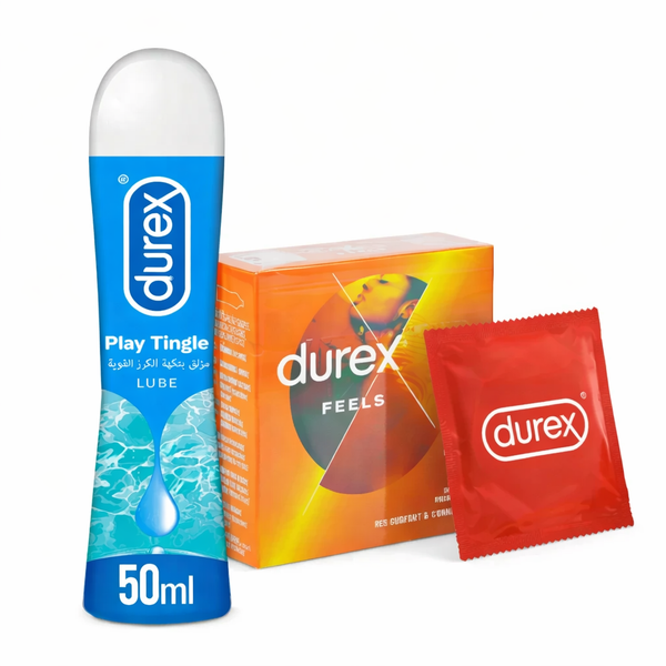 Pack of 2 | Durex Feels X Condoms 3s+ Tingle Lubricant 50ml
