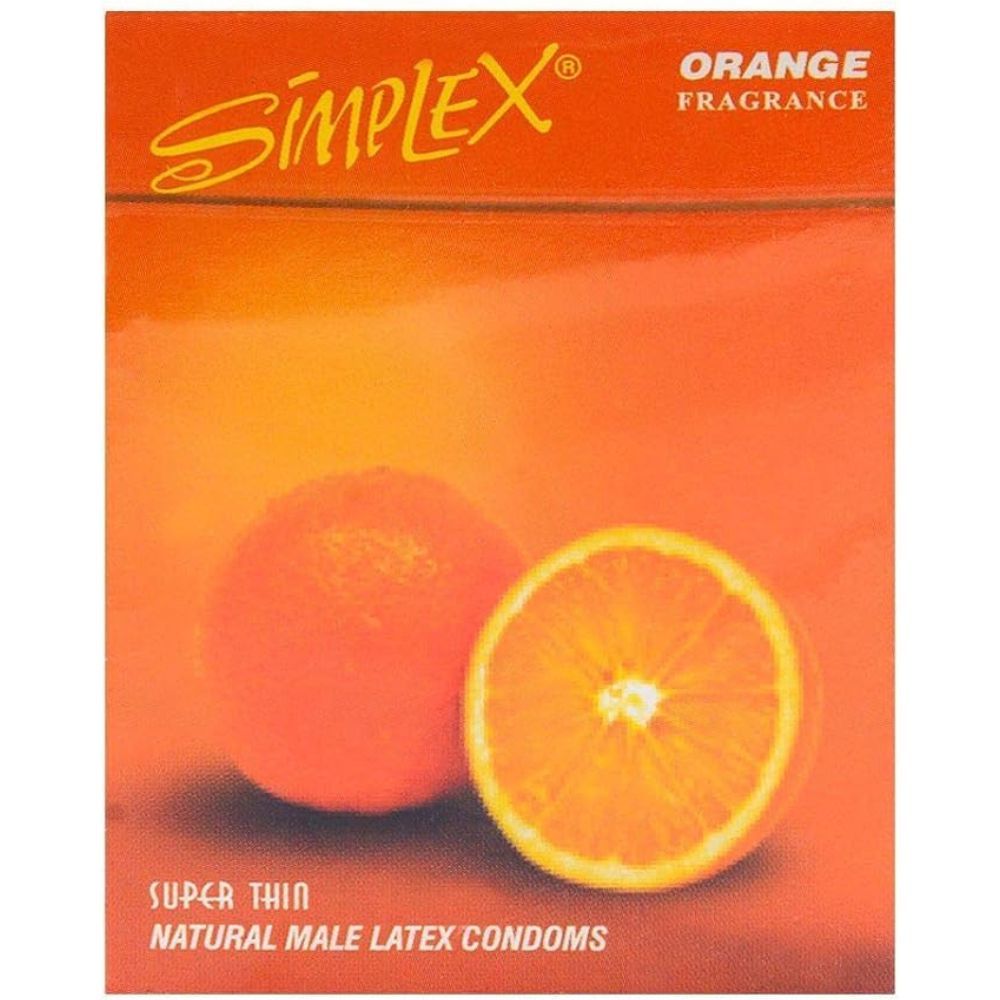 Simplex Super Thin Natural Latex Orange Flavored Condom – Pack of 12