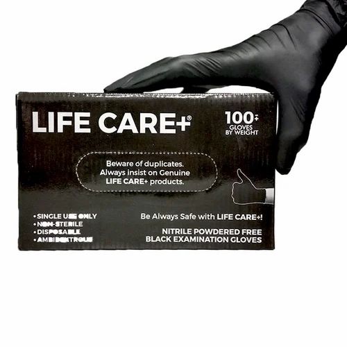 Lifecare Nitrile Examination Black Gloves 100 good quality black surgical gloves in pakistan