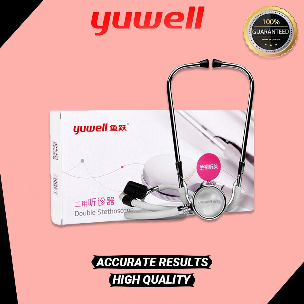 Yuwell dual head stethoscope with packaging box.