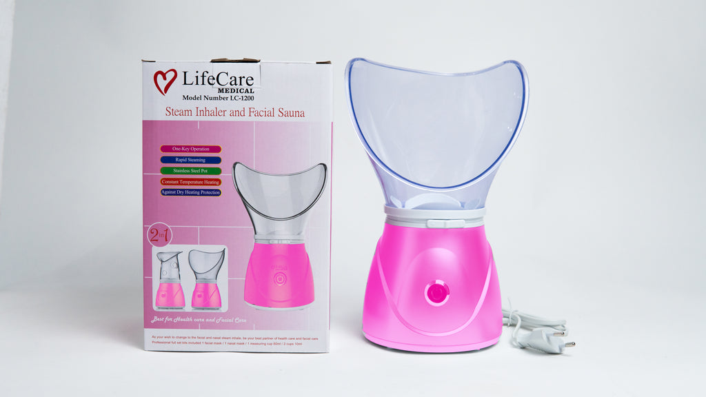 LifeCare Portable Steam Inhaler and Facial Sauna 2 in 1 Steamer Pink Color