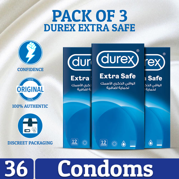 Pack of 3 Durex Extra Safe Condoms of 12