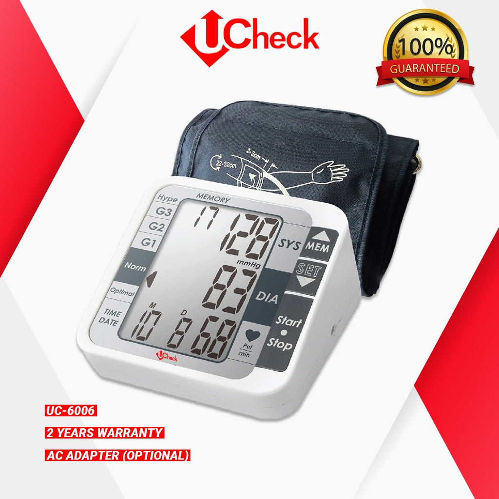 Ucheck Blood Pressure Monitor UC 6006 with AC Adapter