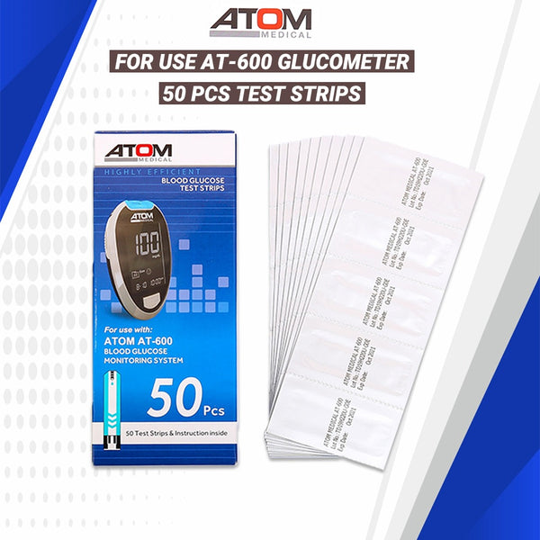 Atom Glucometer Sugar Test Strips - 50 strips AT-600