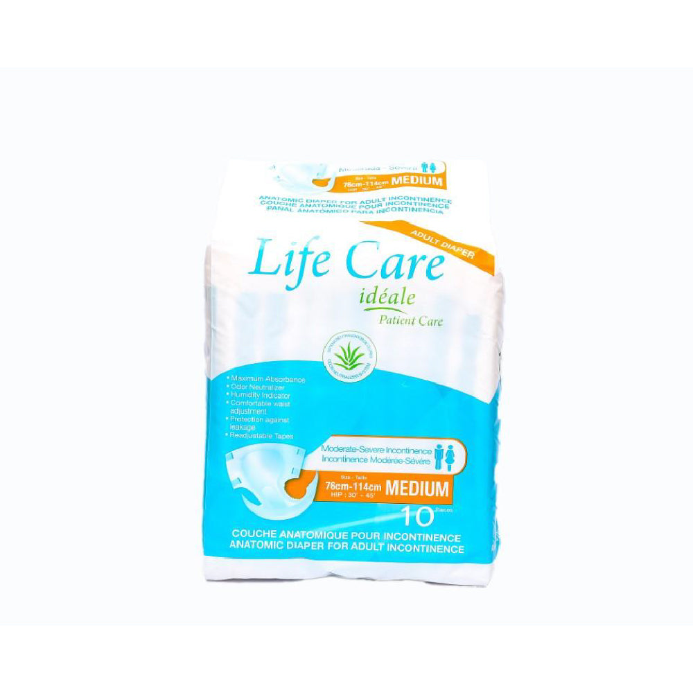 Life Care Adult Patient Diapers Disposable 10s Diapers - Medium (6093267992761)